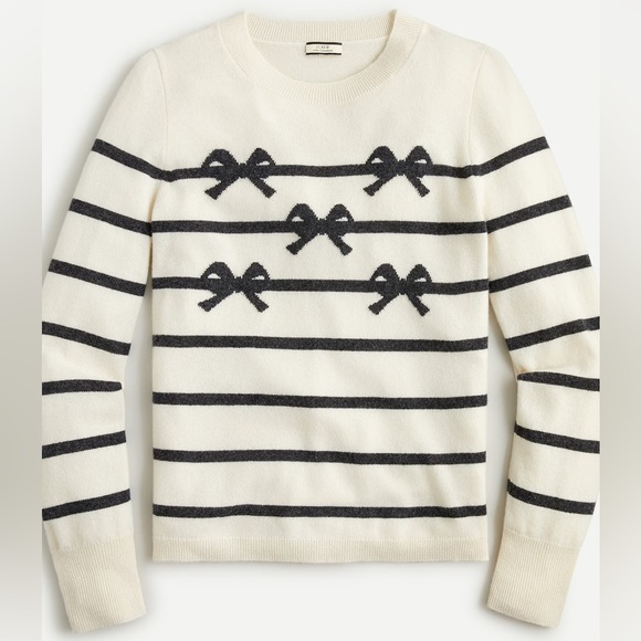 J. Crew Sweaters - J Crew Striped Bow Cashmere Sweater🐇